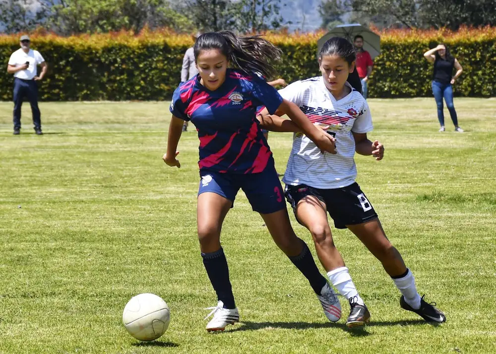 Football match on an outdoor grass pitch